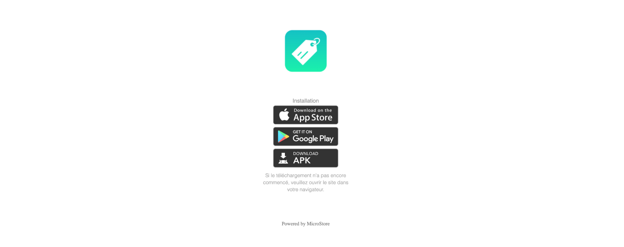 Pagina di download dell'applicazione MicroStore. Permette di scaricare l'applicazione dall'AppStore e da Google Play.